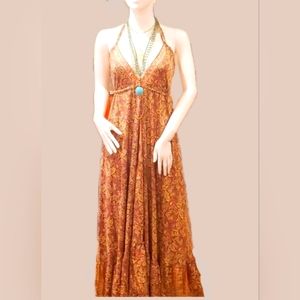 Karma Highway Beautiful Silky Bohemian Maxi Dress OS NEW